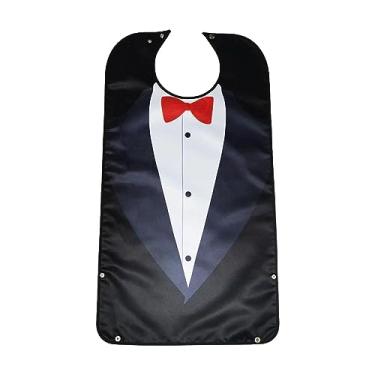 Imagem de predolo Babador adulto para comer, protetor de roupas, poliéster impermeável lavável ajustável confortável padrão de terno unissex para mulheres homens idosos, estilo e