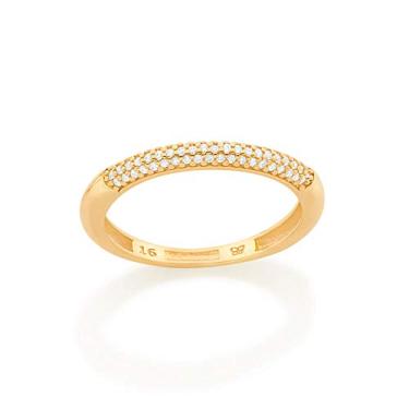 Imagem de Meia aliança folheada ouro com zircônias Rommanel (22, Zircônia)