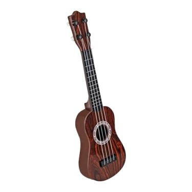 Imagem de Kokiya Brinquedo instrumento ukulele infantil, mini guitarra de 4 cordas, educacional para crianças pré-escolares, Marrom avermelhado