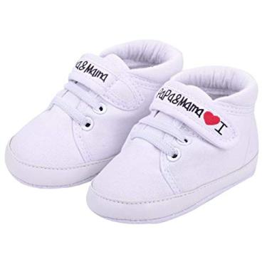 Imagem de Sapatos de lona para bebês – Tênis infantil para meninos e meninas, antiderrapante, primeiros andadores, sapatos de berço para recém-nascidos de 0 a 18 meses, Branco, 13
