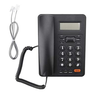 Imagem de LINHA Visor de identificação de chamadas de telefone de mesa com fio, para casa, hotel, telefone de mesa, escritório, telefone fixo, ID de chamada, preto