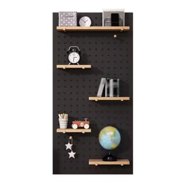 Imagem de Painel Porta-Ferramentas Pegboard de armazenamento de montagem na parede com prateleira retangular de madeira maciça para quarto sala de estar organizador de escritório ( Color : Black , Size : 60*120