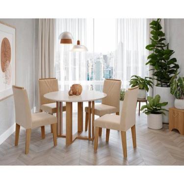 Imagem de Sala De Jantar Flora Redonda Com 4 Cadeiras Nicole - Cimol