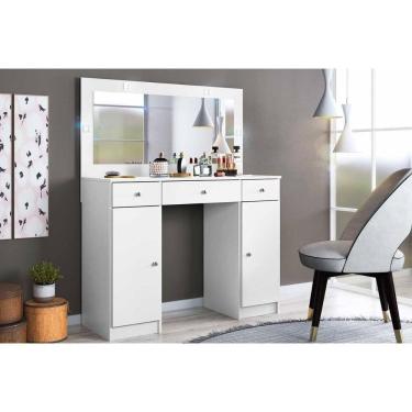 Imagem de Penteadeira Carisma 2 Portas E 3 Gavetas C- Espelho Branco