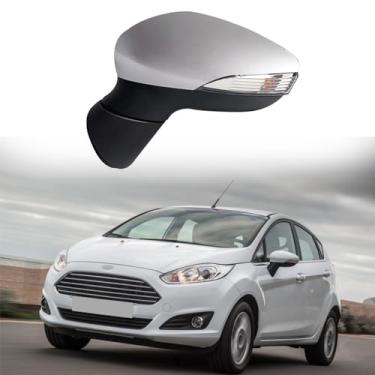 Imagem de Substituição do espelho lateral do motorista adequado para Ford Fiesta 2009-2017 para Ford MK7 MK8 2008-2012 acessórios de carro aquecimento de montagem de espelho retrovisor, luz de direção, dobrável