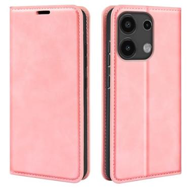 Imagem de Capa para Xiaomi Poco X6 Pro, capa carteira de couro design clássico com slot para cartão e fecho magnético capa dobrável para celular Xiaomi Redmi K70E 5G (rosa, para Poco X6 Pro)