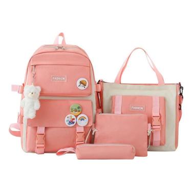 Imagem de Mochila Fashion Campus High School de alta capacidade, 4 peças