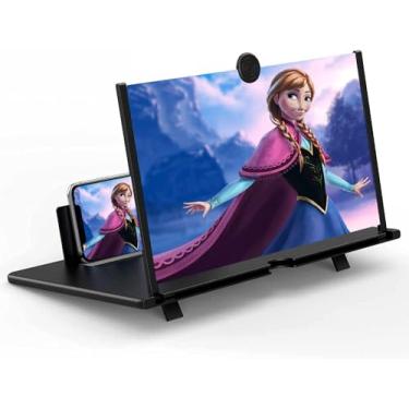 Imagem de Projetor ampliador de tela HD 3D para filmes, vídeos e jogos – Suporte de telefone dobrável com amplificador de tela – Suporta todos os smartphones (Preto-12 polegadas)