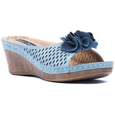 Imagem de Sandália feminina Gc Shoes Sydney Rosette Slide Wedge, Jlt azul, 7