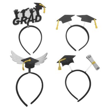 Imagem de Chapéu de formatura Tiaras 4 peças 2024 Boné de formatura Chapéu de feltro Argola de cabelo de graduação Festa de formatura Vestir fantasia Acessórios Decorações Suprimentos/3370