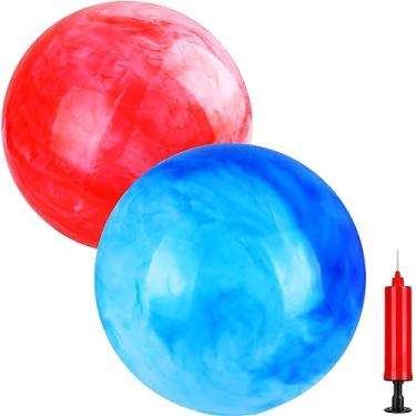 Imagem de GCQJOQ 2 bolas para crianças, bolas de tamanho grande, marmorizadas, saltitantes, bola de praia, playground, bolas sensoriais – 45,72 cm