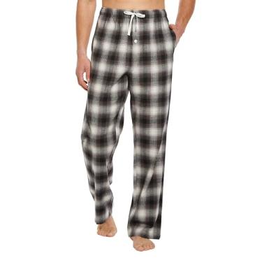 Imagem de Tall MobPlace Calça de pijama masculina 34/36 entrepernas 100% algodão, Preto/cinza, M