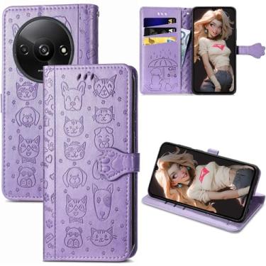 Imagem de CCSmall Capa carteira para Xiaomi Redmi A3 com porta-cartões para mulheres, capa flip de couro PU com suporte para Redmi A3 roxo