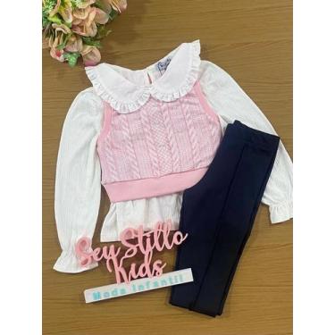 Imagem de Conjunto Infantil Kukie Inverno Calça E Blusa Com Colete Rosa