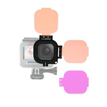 Imagem de Nitescuba Pacote com 3 lentes de filtro de mergulho para Gopro Hero 8/9/10/11/12 Capa protetora para mergulho subaquático oficial vermelha, vermelho claro, magenta