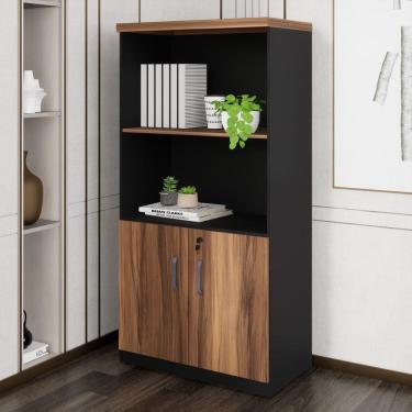 Imagem de Armário Estante Armário para Escritório Marrom/Preto