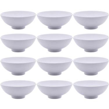 Imagem de Kit 12 Cumbucas de Melamina para Petiscos 400ml Brancas Bowl