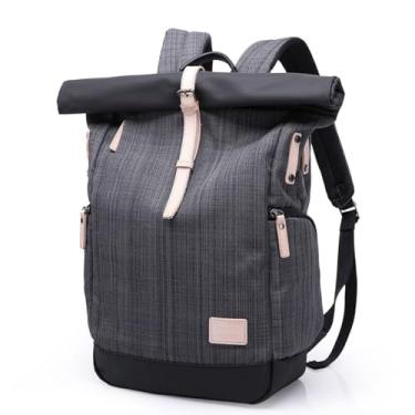 Imagem de BANGE Mochila Notebook Impermeável Bolsa Executiva com USB Reforçada com Detalhes em Couro (Cinza Escuro)