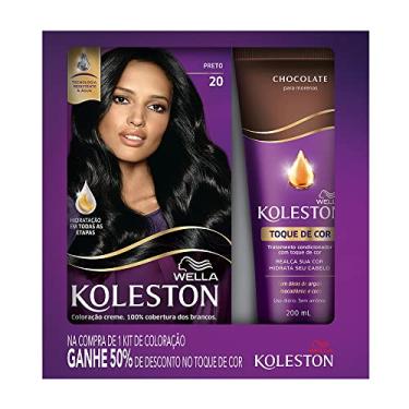Imagem de Koleston Kit Tinta De Cabelo Preto 20 E Tratamento Condicionador Toque De Cor Chocolate 200Ml Conjunto De 2 Peças