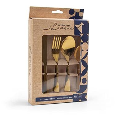 Imagem de Faqueiro Dourado Lovers Aço Inox 16 Peças Gourmet Mix