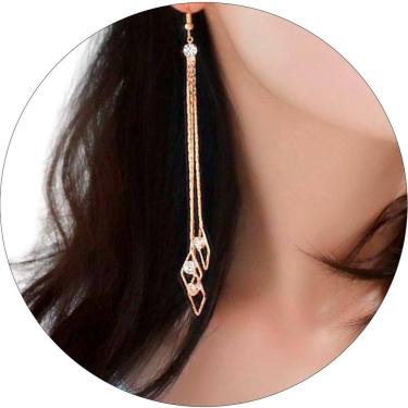 Imagem de Brincos Mulheres Longo Luxo Strass Brilho Festas Casamento