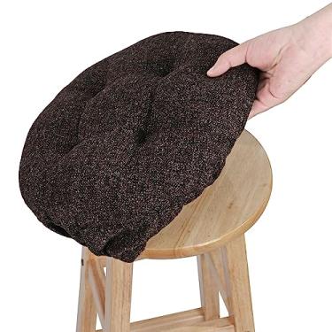 Imagem de SINOSSO Modern Linen Bar Stool Cushion Dia.13, Fashion Interweaving Design Anti-Skid Silicone Round Stool Seat Cushion Cover Padded (Dark Brown, M,1)