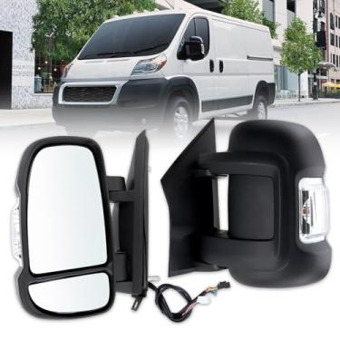 Imagem de Lqito Espelho de porta do lado esquerdo do motorista compatível com Ram Promaster 1500 2500 3500 2014-2024 com vidro elétrico elétrico sinal de seta dobrável, sensor de temperatura aquecido preto