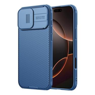 Imagem de Nillkin Capa Fina para iPhone 16 Pro Max com Proteção da Lente da Câmera, Azul Listrado