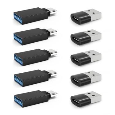 Imagem de [Pacote com 10] Adaptador USB para USB C macho para USB fêmea OTG conversor para iPhone 15 14 13 Pro Max, Apple Watch Ultra 9 8, Samsung S24 S23 S22 S21, AirPods, iPad, Nintendo Switch