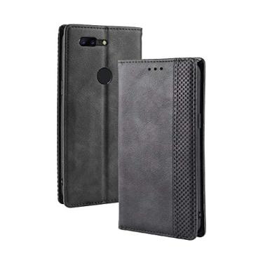 Imagem de Capa para OnePlus 5T, capa flip carteira de couro para OnePlus 5T, capa magnética retrô para celular, capa carteira de telefone com compartimentos para cartões