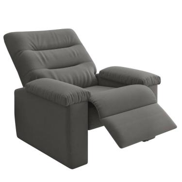 Imagem de Poltrona do Papai Reclinável para Sala Besthouse Onix Pop Veludo Cinza