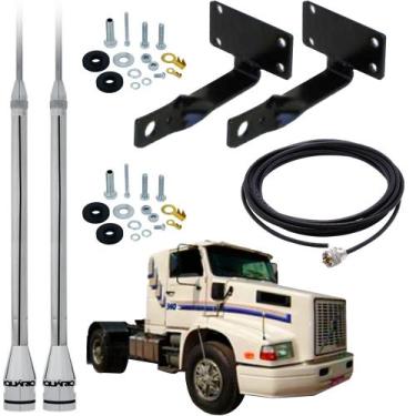 Imagem de 2 Antena Móvel Px Inox 2,70 metros Alongador 60cm Suporte Dianteiro Vo