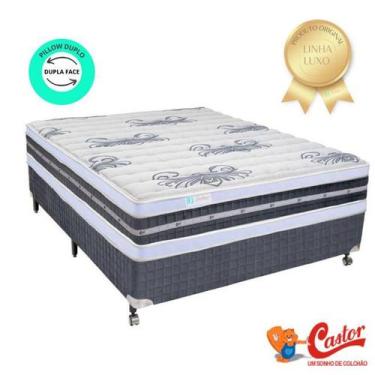 Imagem de Conjunto Base Box Casal Castor Silver Star + Colchão Molas Firme Dupla
