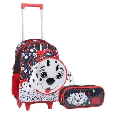 Imagem de Kit Mochila Rodinha Infantil Escolar Pets Animais Yepp, Preto
