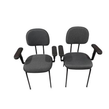 Imagem de Kit 2 cadeira palito com braço regulável  para recepção sala de espera