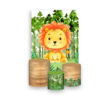 Imagem de Painel De Festa Vertical 1,50 x 2,20 + Trio De Capas Cilindro - Leão A