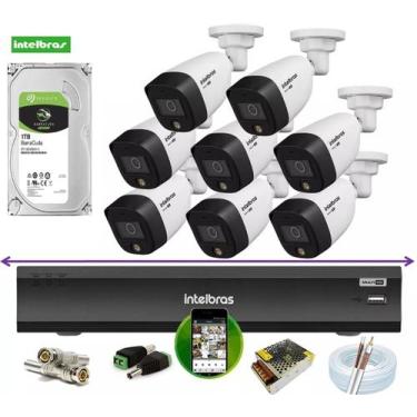 Imagem de Kit 8 Câmeras Intelbras Fullcolor 1220 Dvr Intelbras IMhdx 3008 + HD 1