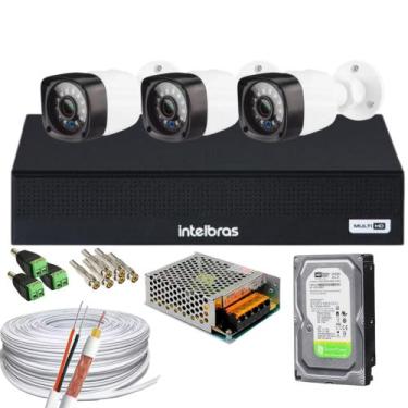 Imagem de Kit 3 Câmeras HD 720p + DVR Intelbras MHDX 3004-C C/HD 320gb
