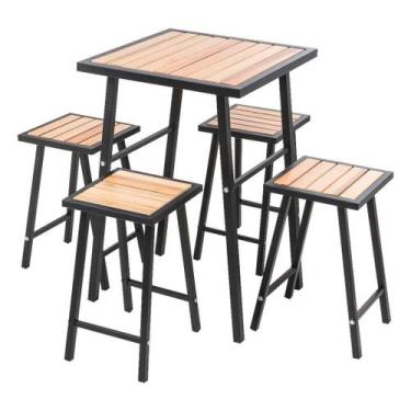 Imagem de Conjunto De Mesa E 4 Bancos Quadrado Preto Sacada Pequena - Metalcromo