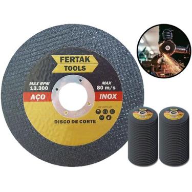 Imagem de Kit Discos De Corte Metal Inox Reforçado P/ Esmerilhadeira 50 Und Fert