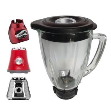 Imagem de Kit Copo de Vidro Redondo Osterizer Clássico Conjunto Base com Lâmina e Borracha de Vedação mais Tampa com Dosador