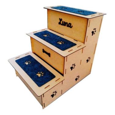 Imagem de Escada Pet Mdf 3 Degraus Com Carpete Antiderrapante 45cm - IMG