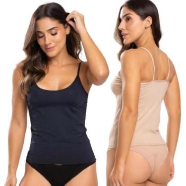 Imagem de Kit 2 Regata Feminina Segunda Pele Alça Fina Conforto Camiseta Não Mar