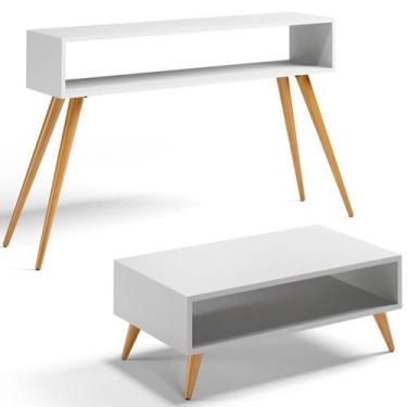 Imagem de Kit Aparador com Mesa de Centro Mônaco Pés Palito L03 Branco - Lyam De