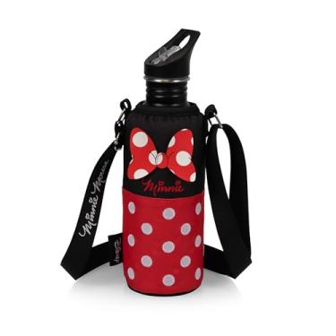 Imagem de PICNIC TIME Suporte, bolsa térmica para refrigerador de água, garrafa Koozie, 8,5 x 8,3 x 21,5 cm, preto com padrão vermelho - Disney Minnie Mouse