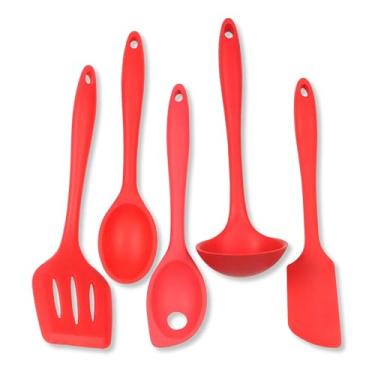 Imagem de Chef Craft Conjunto de utensílios e utensílios de cozinha de silicone premium, 5 peças, vermelho