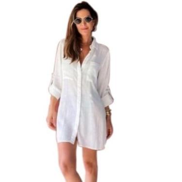 Imagem de Saida de Praia Camisão Max Camisa Chamise Manga Longa Verão - Madame, 
