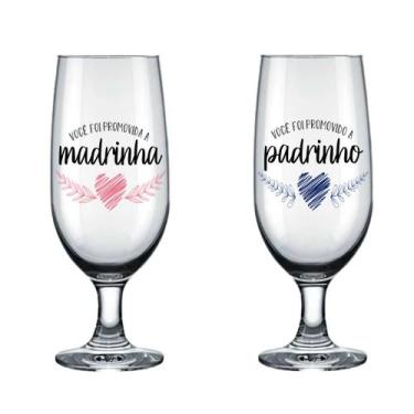 Imagem de Kit De 2 Taça De Vidro De Cerveja 300ml Padrinho E Madrinha Presente B