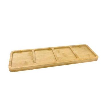 Imagem de Bandeja de Bambu Retangular 33X10cm, petisqueira, travessa, chá, café,