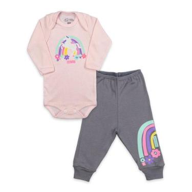 Imagem de Conjunto Body Manga Longa Baby Duck Comfort Unicornio Luz Rosa, RN